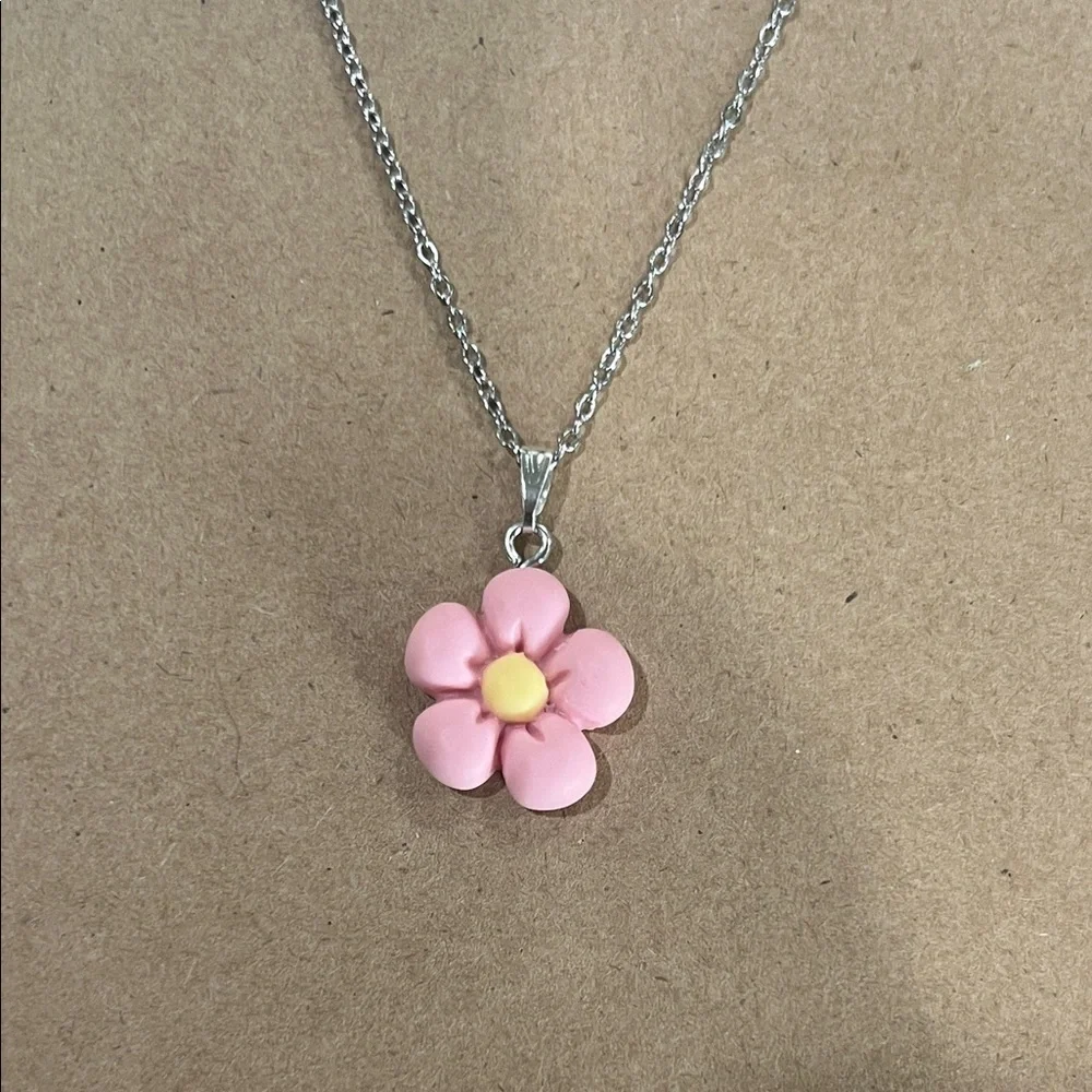 Pink Flower Pendant Necklace